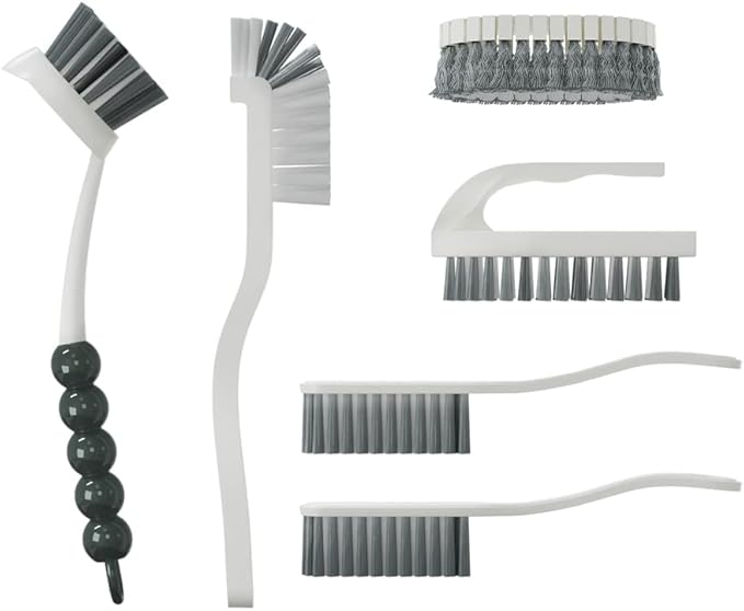CN1ST 6 PCS Cleaning Brush, Scrub Brush Set for Kitchen and Bathroom Household Use with Various Brushes for Cleaning Dishes, Tiles, Corners and Floors