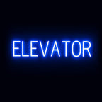 SpellBrite ELEVATOR Sign | Directional Sign with Neon Look, Blue LED Light Source | 31.1" x 6.3"
