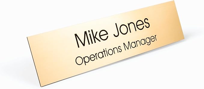 Providence Engraving Personalized Desk Name Plates - Custom Office Wall or Desk Name Plates With Aluminum Holder With Two Lines of Laser Engraved Text, 2" x 10"