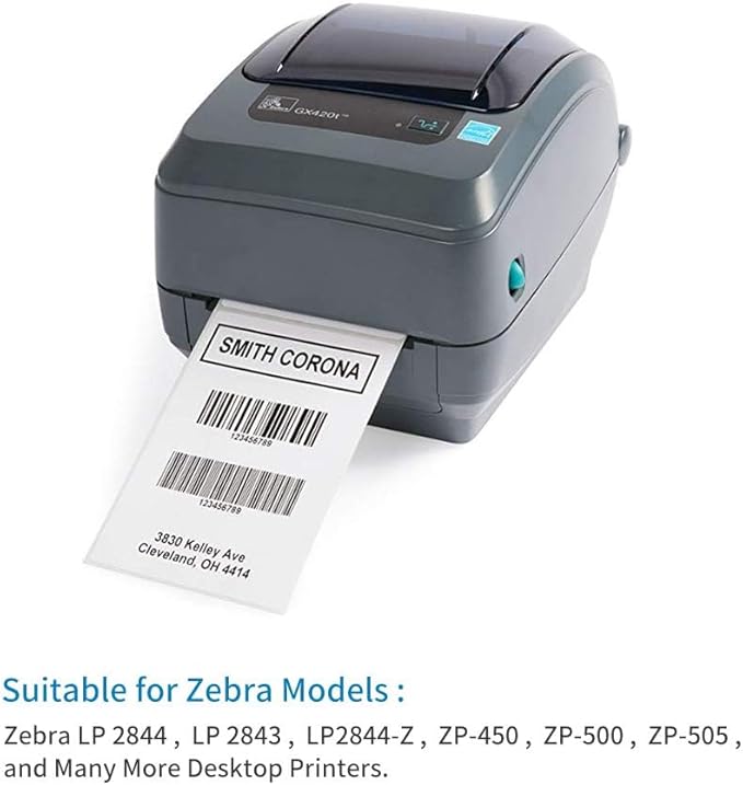 L LIKED 1800 PCS 4"x6" Direct Thermal Shipping Labels with 450 per Roll- Perforated & Strong Adhesive, Blank, Compatible with Zebra 2844, ZP-450, ZP-500, ZP-505, 4 Rolls