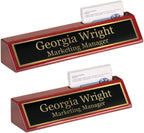Custom Desk Wedge Name Plate - Personalized Titles and Styles (2x10 Inch, Red Piano Finish w/Name Plate)