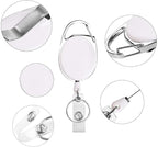 Retractable Badge Holder with Carabiner Reel Clip and Key Ring for ID Card Key Keychain Holders White 10 Pieces