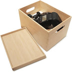 BAMOTTO Lidded Bamboo Storage Bins & Box/Cube/Basket, Home Kitchen and Office Storage Boxes with Handles & Stackable for Organizer Tableware, Clothing, Toys, Office Shelf Books, 10.2”x7.3”x6.5”