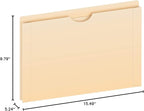 Pendaflex File Jackets, Legal Size, Manila, 2" Expansion, Reinforced Straight-Cut Tabs with Thumb Cut, 50 Per Box (23200EE), Beige
