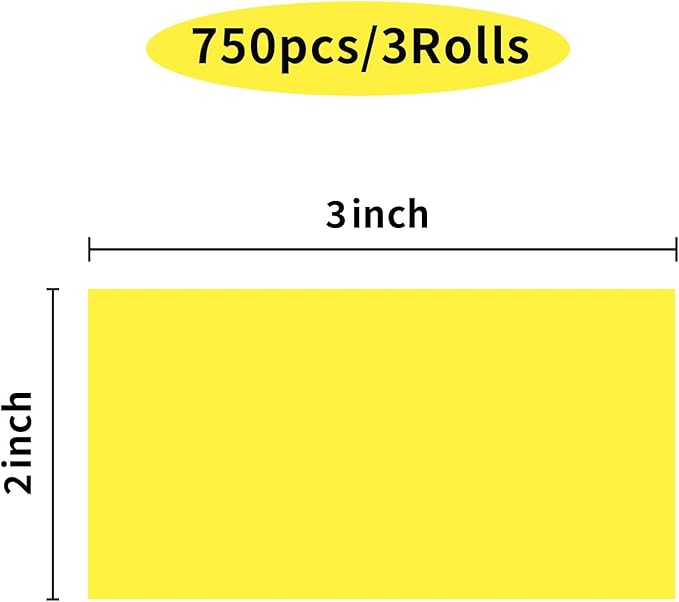 STARLIBOO Colored Labels Stickers 3 x 2 Inch, Rectangle Moving Labels Stickers, 750Pcs Garage Sale Price Sticker, Adhesive Moving Label for Boxes(3 Rolls, Yellow/Fluorescent Green/Orange)