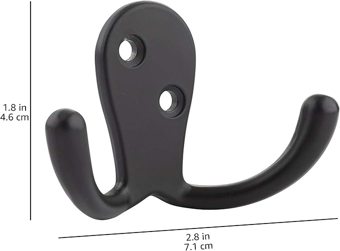 Amazon Basics Curved Zinc Robe Hook - Flat Black, 5-Pack