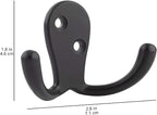 Amazon Basics Curved Zinc Robe Hook - Flat Black, 5-Pack