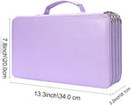 Vomgomfom Deluxe PU Leather Pencil Case - Large Capacity Holder with Zipper Closure for 300 Colored Pencils or 200 Gel Pens, Artist Organizer (Purple)