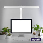 Neatfi (New Model) Flex Desk Lamp with Clamp, Dimmable, 3,000 Lumens 30W LED Monitor Light, 3000K-6500K Correlated Color Temperature, 5 Brightness Levels & 5 Light Modes (28 Inches, White)