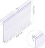 Meetory 50 PCS Clear Plastic Label Holders for Wire Shelf Retail Price Label, Basket Bin Labels Clip On, Labels for Storage Bins, Merchandise Sign Display Holder for Supermarket,Label Papers Included