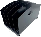 Huron Desktop File Organizer Vertical 4 Slot w/Handles, Black Steel