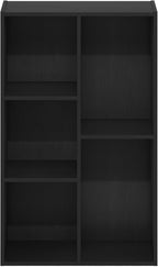 Furinno LUDER Book Shelf, 5-Cube Bookshelf, Reversible Bookcase, 9.4 x 19.5 x 31.5, for Living Room, Bedroom, Home Office, Blackwood