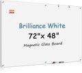 MaxGear Glass Whiteboard Tempered Magnetic Dry Erase Board 72 x 48 Inch Ultra White, Frameless Wall Mounted, Office Classroom Conference Room Home Use, Includes Markers, Eraser, Magnets & Mounting Kit