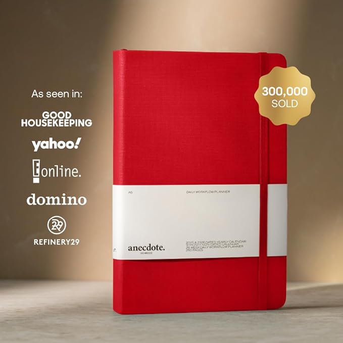 Anecdote 2026-2027 Planner: A Monthly, Weekly & Daily Planner with Calendar | 8.5" x 5.2" | Hardcover To-Do List Organizer, Planning Your Success, Start Anytime, Achieve Productivity Goals (Red)