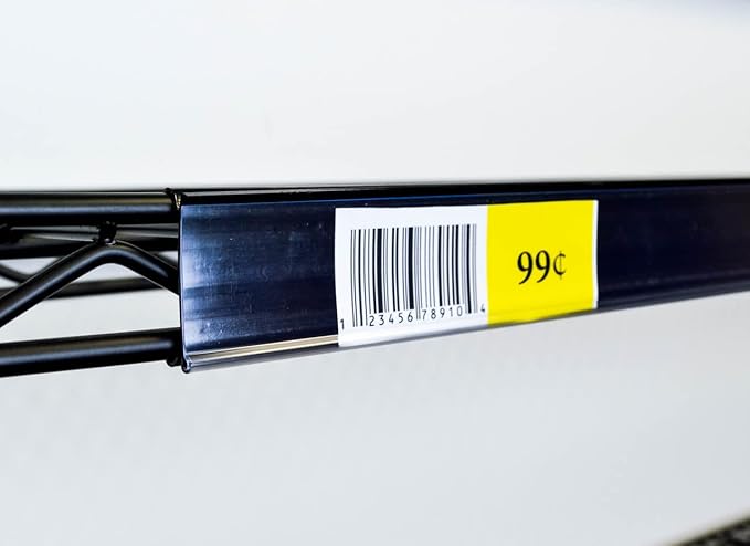 THE GLOBAL DISPLAY SOLUTION | Wire Shelf Ticket and Label Holder with Protective Window for Label Inserts | Perfect for Metro Style Shelves | 44.5" | 50 Pack | Black