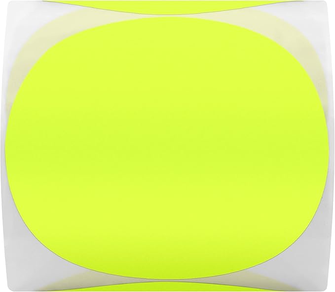 Hybsk Round Color Coding Circle Dots Labels Warehouse Inventory Organizer Stickers (3 inch, Fluorescent Yellow)