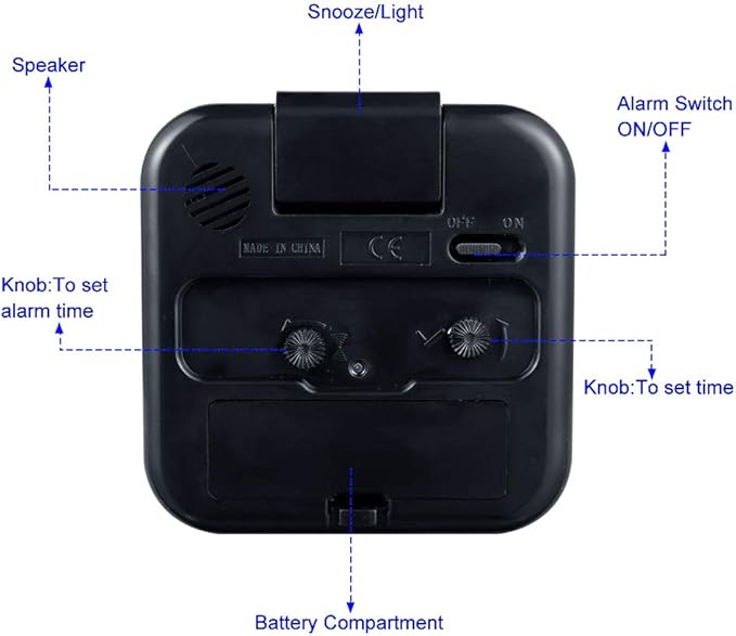 Tinload Small Battery Operated Analog Travel Alarm Clock Silent Non Ticking, Gentle Wake, Ascending Beep Sounds, Snooze,Lighted on Demand, Easy Set