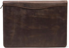 Geslun Genuine Leather Portfolio, Legal Size 8.5 x 14 Pad Holder, Business Padfolio for Men and Women, Zippered 14" Laptop Organizer, Executive Professional Work Travel Notepad Folio, Dark Khaki