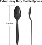 Dealusy 360 Count Black Plastic Spoons Disposable, BPA-Free, Heat Resistant, Solid and Durable Disposable Spoons Heavy Duty Bulk, Premium Spoons plastic disposable for Party Supply