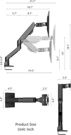 Heavy Duty Monitor Arm Aluminum Single Gas Spring Monitor Arm Suit for Flat/Ultrawide/Cruved Screen 34-49 inch and New 57 inches Screen Weight Capacity up to 44lbs，Black