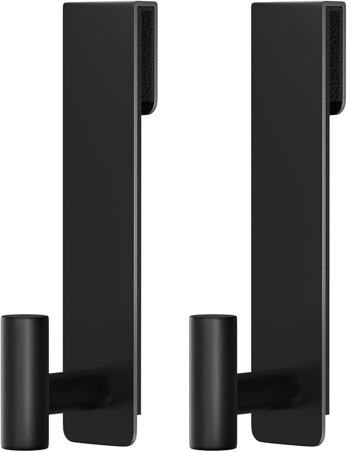 PMMASTO Shower Door Hooks, (7.5 Inch) Extended Towel Hooks for Bathroom Frameless Glass Shower Door, Stainless Steel Heavy Duty Hooks for Hanger Robe,Towel (Black ''T'' Shape 2 Pack)