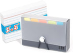 H4D 3x5 Index Card Case with 100 Heavyweight Ruled Index Cards and Dividers, Black