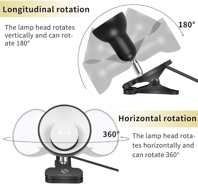 RONG&LAN Clip lamp,360° Rotation Clip on Lamp Portable Book Reading Light,Clamp on Desk/Table/Bunk Bed/Cupboard Home Lighting, (Desk lamp,Seven Colors for Your Choice) (Green)