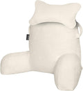 SLIGUY Reading Pillow for Sitting in Bed Couch Adult, Back Pillow with arm Support and Pockets, Adult Back Pillow Bed Chair for Bed Rest, Reading, Watching TV, Gaming for Boys and Girls Beige