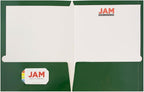 JAM PAPER Laminated Two Pocket Glossy School Folders - Letter Size - High Gloss Green - Bulk 100/Box