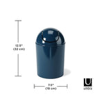 Umbra 1.25 Gallon Mini Waste Can with Removable Swing-Top Lid - Small Garbage Bin for Kitchen, Bathroom, Bedroom, Office - Compact Trash Can Fit Under Tables & Counters - Dark Blue