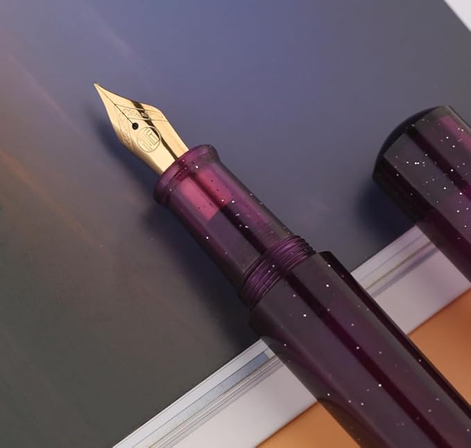 czxwyst Majohn Wancai 2.0 Mini Pocket-Size Eyedropper Fountain Pen (F Nib 0.5mm, Starry Purple)