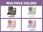 Marbrasse Mesh Pen Holder for Desk, Multi-Functional Pencil Organizer with Drawer, Desk Organizers and Accessories for Office Art Supplies (Purple)