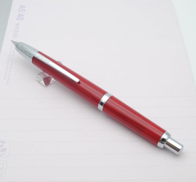 JINHAO 20 Press Fountain Pen, Retractable Capless Resin Pen with Ink Converter (EF Nib 0.4mm, Wine Red)