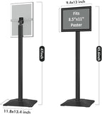 INNOVSIGN 3Packs Heavy Duty Adjustable Pedestal Poster Sign Stand, 8.5x11 Aluminum Open Floor Standing Sign Holder for Vertical and Horizontal View Display (8.5x11,Black)