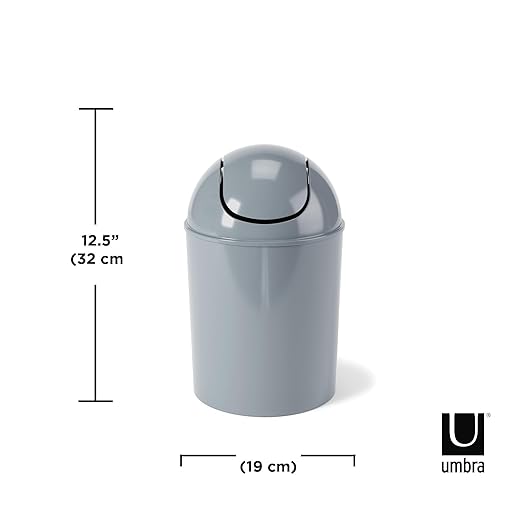 Umbra 1.25 Gallon Mini Waste Can with Removable Swing-Top Lid - Small Garbage Bin for Kitchen, Bathroom, Bedroom, Office - Compact Trash Can Fit Under Tables & Counters - Steel Blue