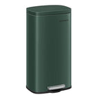 SONGMICS Trash Can with Lid, 8 Gallon Garbage Can, Stainless Steel Small Waste Bin with Step Pedal and Inner Bucket, Soft Close, Kitchen, Retro Green ULTB003C01