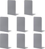 MSDADA Bookends, Book Ends for Book Shelves, Bookends for Office, Book Ends for Heavy Books, Metal Bookend Supports, Modern Minimalist Style Bookends, Grey(4 Pairs/8pcs)