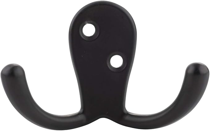 Amazon Basics Curved Zinc Robe Hook - Flat Black, 5-Pack