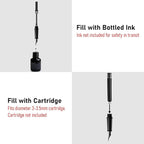 Nicpro Fountain Pen Set with Box, Classic Black Fancy Pen with Converter, 0.38mm Extra Fine Nib Smooth Writing Calligraphy, Office, Business, Luxury Pen