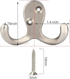 IBosins 16 Pack Heavy Duty Double Prong Coat Hooks Wall Mounted with 32 Screws Retro Double Hooks Utility Hooks for Coat, Scarf, Bag, Towel, Key, Cap, Cup, Hat(Silvery)