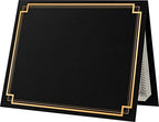 LUXPaper 9 1/2 x 12 Certificate Holders - Deep Black Linen - Gold Foil Square Border (25 Qty.) | Perfect for Award Recognition, Certificates, Documents and More! | CHEL-185-DDBLK100-SQGF-25