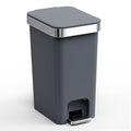 accep Bathroom Trash Can with Lid, 2.6 Gallon /10 Liter Small Garbage Can, Press Top Bin & Step Metal Pedal Trash Bin Wastebasket for Bedroom, Office, Kitchen, Dorm (Black Gray)