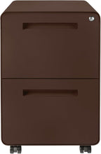Laura Davidson Furniture Stockpile 2 Drawer Mobile File Cabinet with Lock - Under Desk Metal Filing Cabinet, Legal/Letter File Folders, Wheels and Stationary Feet, Pre-Assembled, Dark Brown