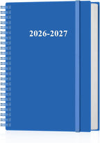 2026-2027 Planner - Weekly & Monthly Planner from January 2026 - June 2027, Spiral Planners 2026-2027 with Elastic Closure, Inner Pocket, Medium 5.8" x 8.3", Blue