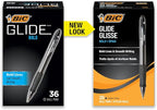 BIC Glide Bold Black Ballpoint Pens, Bold Point (1.6mm), 36-Count Pack, Retractable Ballpoint Pens With Comfortable Full Grip