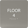 Clean Grey ADA Floor 4 Sign with Braille – Made from Durable Acrylic and Ready to Mount