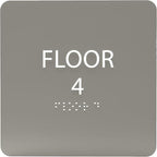 Clean Grey ADA Floor 4 Sign with Braille – Made from Durable Acrylic and Ready to Mount
