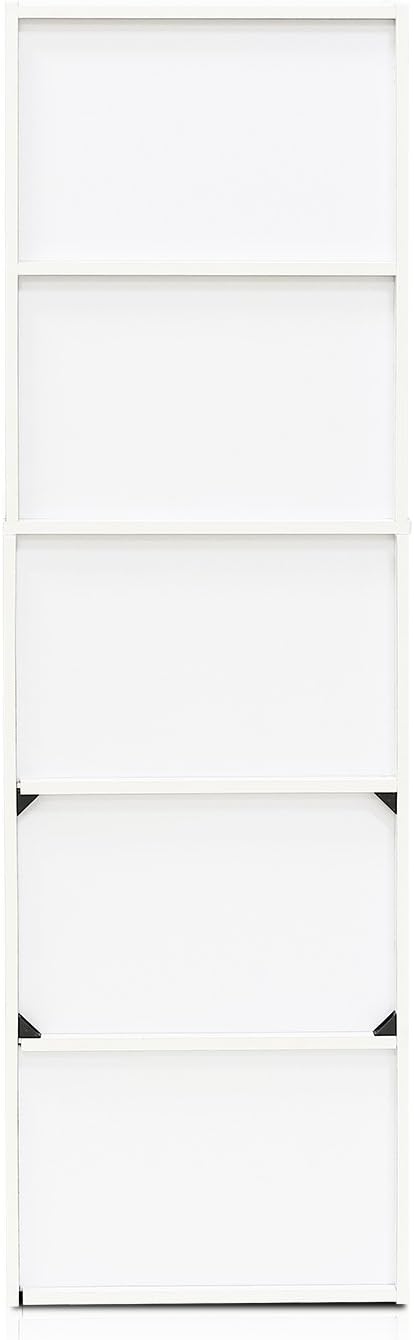 Furinno LUDER Book Shelf, 5-Cube Bookshelf, Bookcase with Open Shelf, 9.4 x 15.8 x 52, for Living Room, Bedroom, Home Office, White/Green