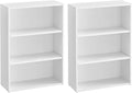 VASAGLE Set of 2 Bookshelves, 23.6 Inches Wide, 3-Tier Open Bookcases with Adjustable Storage Shelves, Floor Standing Units, Cloud White ULBC163T14-2