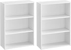VASAGLE Set of 2 Bookshelves, 23.6 Inches Wide, 3-Tier Open Bookcases with Adjustable Storage Shelves, Floor Standing Units, Cloud White ULBC163T14-2